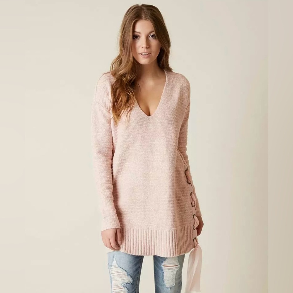 Free People Lace Up Oversized Sweater or Tunic Dress - Picture 6 of 15